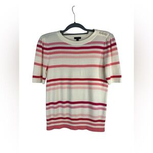 Talbots‎ Petite Women’s Sweater Top Size SP Short Sleeve Striped Pink cream